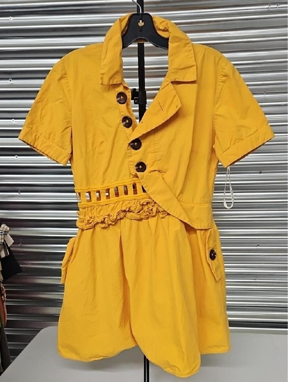 Self-Portrait Mustard Yellow Button-Front Dress
